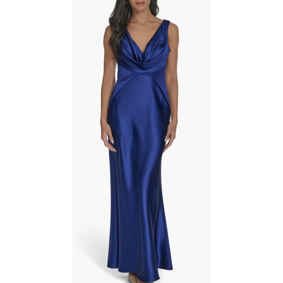 Vince Camuto Dresses & Skirts - Vince Camuto Blue Satin Evening Gown Size 8 | Formal Maxi Dress Cocktail Wedding